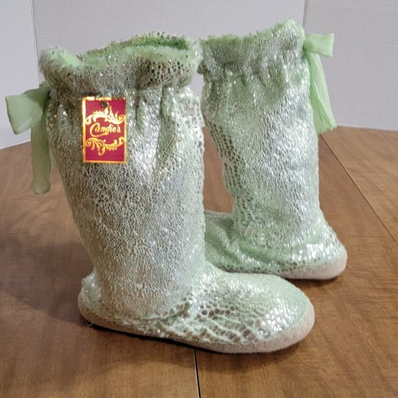 💜Candie's Metallic Plush Booties Slippers Womens Size M 7-8 NWT - Picture 1 of 9